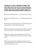 GEORGIA CLASS F DRIVERS LICENSE TEST&NewLine;2026 PRACTICE SET MOCK EXAM REVISION&NewLine;NOTES AND SOLUTIONS EXPERT GRADE A&plus;