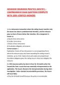 ADVANCED INSURANCE PRACTICE &lpar;AIN3701&rpar; &ndash; COMPREHENSIVE EXAM QUESTIONS COMPLETE WITH 100&percnt; VERIFIED ANSWERS 2026&sol;2027