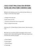 GOLD COAST FINAL EXAM 2026 REVISION&NewLine;NOTES AND STRUCTURED OVERVIEW GUIDE