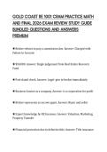 GOLD COAST RE 1001 CRAM PRACTICE MATH&NewLine;AND FINAL 2026 EXAM REVIEW STUDY GUIDE&NewLine;BUNDLED QUESTIONS AND ANSWERS&NewLine;PREMIUM