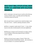 GOLD COAST REAL ESTATE ACTUAL EXAM&NewLine;PAPER 2026 QUESTIONS WITH SOLUTIONS&NewLine;GRADED A&plus;