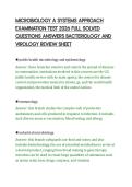 MICROBIOLOGY A SYSTEMS APPROACH&NewLine;EXAMINATION TEST 2026 FULL SOLVED&NewLine;QUESTIONS ANSWERS BACTERIOLOGY AND&NewLine;VIROLOGY REVIEW SHEET&NewLine;