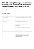 CPCU 520- Meeting Challenges Across Insurance&NewLine;Operations Exam &vert; Questions with 100&percnt; Correct&NewLine;Answers &vert; Verified &vert; Latest Update 2026&sol;2027