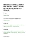 MICROBIOLOGY A SYSTEMS APPROACH&NewLine;FINAL PAPER 2026 COMPLETE ANSWERS&NewLine;PATHOGEN IDENTIFICATION PRACTICE&NewLine;RESOURCE&NewLine;