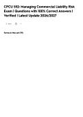 CPCU 552&colon; Managing Commercial Liability Risk&NewLine;Exam &vert; Questions with 100&percnt; Correct Answers &vert;&NewLine;Verified &vert; Latest Update 2026&sol;2027