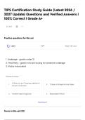 TIPS Certification Study Guide &lpar;Latest 2026 &sol; 2027 Update&rpar; Questions and Verified Answers &vert; 100&percnt; Correct &vert; Grade A&plus;