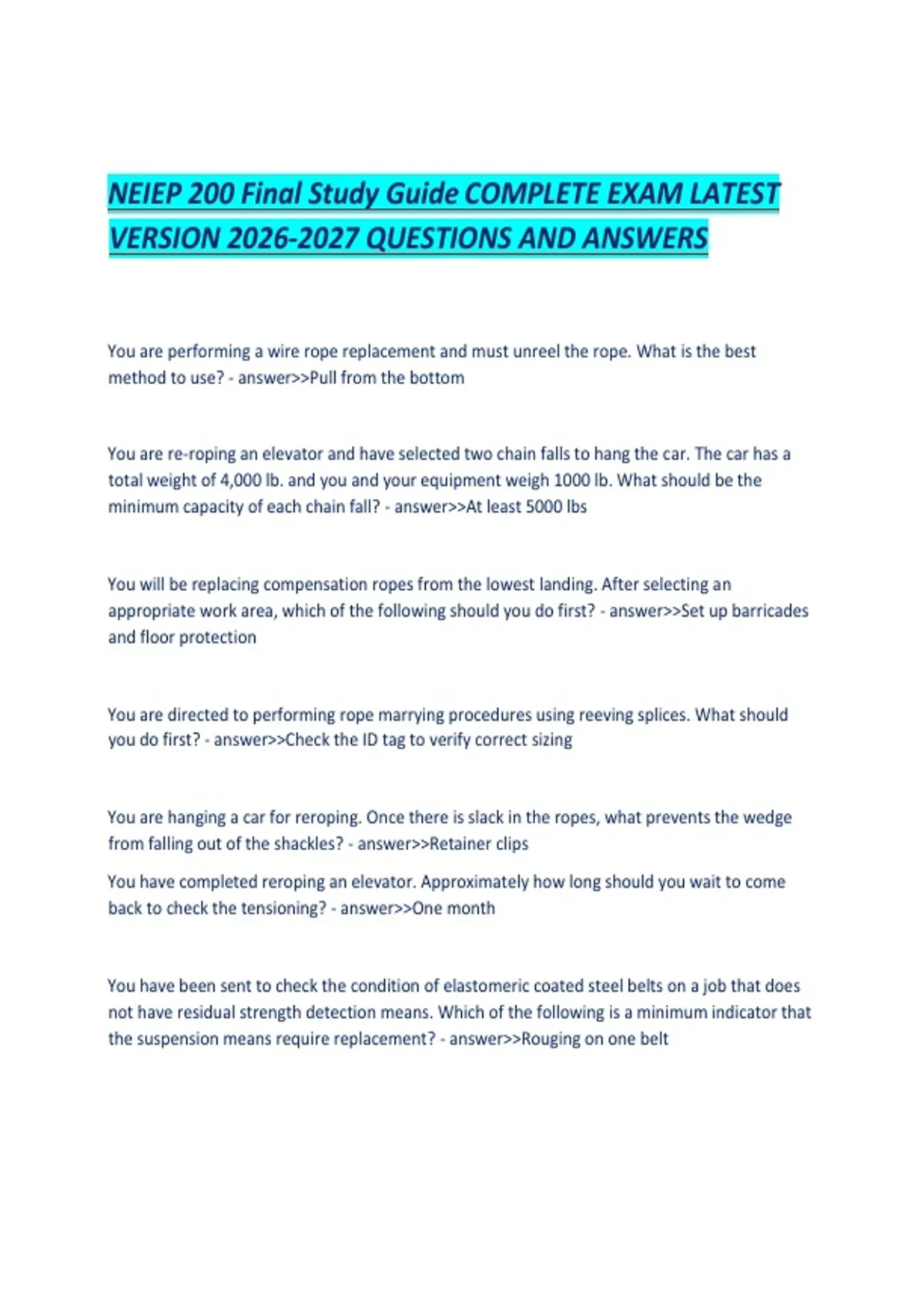 NEIEP 200 Final Study Guide COMPLETE EXAM LATEST VERSION QUESTIONS AND ...