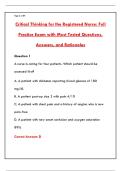 CRITICAL THINKING FOR THE REGISTERED NURSE &vert; COMPLETE EXAM STUDY GUIDE & PRACTICE QUESTIONS PDF