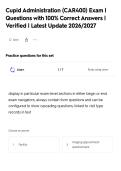 Cupid Administration &lpar;CAR400&rpar; Exam &vert;&NewLine;Questions with 100&percnt; Correct Answers &vert;&NewLine;Verified &vert; Latest Update 2026&sol;2027