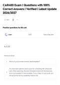 CAR400 Exam &vert; Questions with 100&percnt;&NewLine;Correct Answers &vert; Verified &vert; Latest Update&NewLine;2026&sol;2027