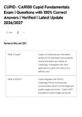 CUPID &colon; CAR100 Cupid Fundamentals&NewLine;Exam &vert; Questions with 100&percnt; Correct&NewLine;Answers &vert; Verified &vert; Latest Update&NewLine;2026&sol;2027