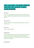 GOVT 2305 EXAM 2 TEST BANK COMPLETE&NewLine;QUESTIONS AND ANSWERS ALREADY&NewLine;PASSED RESOURCE