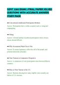 GOVT 2305 EXAM 3 FINAL PAPER SOLVED&NewLine;QUESTIONS WITH ACCURATE ANSWERS&NewLine;STUDY PACK
