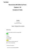 Test Bank &ndash; Neuroscience&comma; 6th Edition by Purves &ndash; Chapters 1-34 &ndash; Complete A&plus; Guide