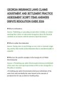GEORGIA INSURANCE LAWS CLAIMS&NewLine;ADJUSTMENT AND SETTLEMENT PRACTICE&NewLine;ASSESSMENT SCRIPT ITEMS ANSWERS&NewLine;DISPUTE RESOLUTION GUIDE 2026