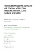 GEORGIA INSURANCE LAWS CONTRACTS&NewLine;AND COVERAGE MODULE EXAM&NewLine;QUESTIONS SOLUTIONS CLAIMS&NewLine;HANDLING REVIEW 2026