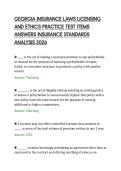 GEORGIA INSURANCE LAWS LICENSING&NewLine;AND ETHICS PRACTICE TEST ITEMS&NewLine;ANSWERS INSURANCE STANDARDS&NewLine;ANALYSIS 2026