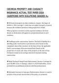 GEORGIA PROPERTY AND CASUALTY&NewLine;INSURANCE ACTUAL TEST PAPER 2026&NewLine;QUESTIONS WITH SOLUTIONS GRADED A&plus;