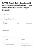 CWV-101 Topic 2 Quiz &vert; Questions with&NewLine;100&percnt; Correct Answers &vert; Verified &vert; Latest&NewLine;Update 2026&sol;2027 &vert; Grand Canyon&NewLine;University