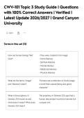 CWV-101 Topic 3 Study Guide &vert; Questions&NewLine;with 100&percnt; Correct Answers &vert; Verified &vert;&NewLine;Latest Update 2026&sol;2027 &vert; Grand Canyon&NewLine;University