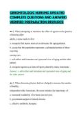 GERONTOLOGIC NURSING UPDATED&NewLine;COMPLETE QUESTIONS AND ANSWERS&NewLine;VERIFIED PREPARATION RESOURCE