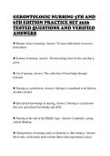 GERONTOLOGIC NURSING 5TH AND&NewLine;6TH EDITION PRACTICE SET 2026&NewLine;TESTED QUESTIONS AND VERIFIED&NewLine;ANSWERS 