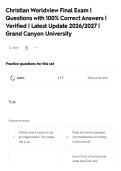 Christian Worldview Final Exam &vert;&NewLine;Questions with 100&percnt; Correct Answers &vert;&NewLine;Verified &vert; Latest Update 2026&sol;2027 &vert;&NewLine;Grand Canyon University