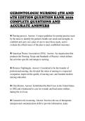 GERONTOLOGIC NURSING 5TH AND&NewLine;6TH EDITION QUESTION BANK 2026&NewLine;COMPLETE QUESTIONS AND&NewLine;ACCURATE ANSWERS