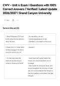 CWV - Unit 4 Exam &vert; Questions with 100&percnt;&NewLine;Correct Answers &vert; Verified &vert; Latest Update&NewLine;2026&sol;2027 &vert; Grand Canyon University
