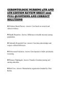 GERONTOLOGIC NURSING 5TH AND&NewLine;6TH EDITION REVIEW SHEET 2026&NewLine;FULL QUESTIONS AND CORRECT&NewLine;SOLUTIONS