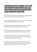 GERONTOLOGIC NURSING 5TH AND&NewLine;6TH EDITION TEST BANK 2026 ALL&NewLine;CHAPTERS COMPLETE QUESTIONS&NewLine;AND VERIFIED ANSWERS