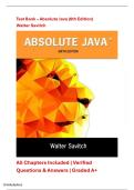 Test Bank &ndash; Absolute Java &lpar;6th Edition&rpar;&NewLine;Walter Savitch &vert; Complete Coverage &vert; Exam-Ready &vert; Rated A&plus;
