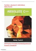 Test Bank &ndash; Absolute C&plus;&plus; &lpar;6th Edition&rpar;Walter Savitch &vert; Complete Coverage &vert; Exam-Ready &vert; Rated A&plus;