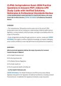 CLPNA Jurisprudence Exam 2026 Practice Questions & Answers PDF &vert; Alberta LPN Study Guide with Verified Solutions&comma; Rationales & Professional Standards Review