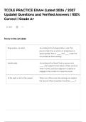 TCOLE PRACTICE EXAM &lpar;Latest 2026 &sol; 2027 Update&rpar; Questions and Verified Answers &vert; 100&percnt; Correct &vert; Grade A&plus;