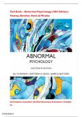 Test Bank &ndash; Abnormal Psychology &lpar;18th Edition&rpar;Hooley&comma; Butcher&comma; Nock & Mineka &vert; Complete Coverage &vert; Exam-Ready &vert; Rated A&plus;
