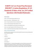 SARON Air Law Exam Prep Document 2026&sol;2027 &vert; Aviation Regulations&comma; ICAO Standards & Rules of the Air &vert; 50 Verified Questions with Detailed Rationales
