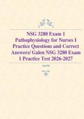 NSG 3280 Exam 1 Pathophysiology for Nurses I Practice Questions and Correct Answers&sol; Galen NSG 3280 Exam 1 Practice Test 2026-2027