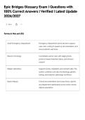 Epic Bridges Glossary Exam &vert; Questions with&NewLine;100&percnt; Correct Answers &vert; Verified &vert; Latest Update&NewLine;2026&sol;2027