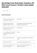 Epic Bridges Exam Study Guide &vert; Questions with&NewLine;100&percnt; Correct Answers &vert; Verified &vert; Latest Update&NewLine;2026&sol;2027