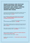 MDARD MICHIGAN CORE PESTICIDE APPLICATOR EXAM 2026 UPDATE QUESTIONS AND CORRECT VERIFIED ANSWERS ALREADY GRADED A&plus; &lpar;BRAND NEW VISION&rpar;