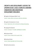 GROWTH AND DEVELOPMENT ACROSS THE&NewLine;LIFESPAN EXAM 3 2026 COMPLETE ANSWERS&NewLine;CHILDHOOD AND ADULTHOOD&NewLine;DEVELOPMENT RESOURCE