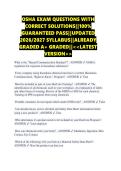 OSHA EXAM QUESTIONS WITH &NewLine;CORRECT SOLUTIONS&vert;&vert;100&percnt; &NewLine;GUARANTEED PASS&vert;&vert;UPDATED &NewLine;2026&sol;2027 SYLLABUS&vert;&vert;ALREADY &NewLine;GRADED A&plus; GRADED&vert;&vert;<<LATEST &NewLine;VERSION>> 