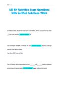 ATI RN NUTRITION &vert;WELL REVISED&NewLine;ASSESSMENT EXAM WITH PERFECT&NewLine;SOLUTIONS 2026