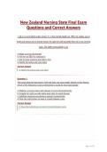 New Zealand Nursing State Final Exam Questions and Correct Answers