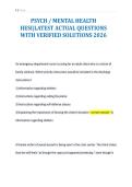 PSYCH &sol; MENTAL HEALTH&NewLine;HESI&vert;LATEST ACTUAL QUESTIONS&NewLine;WITH VERIFIED SOLUTIONS 2026&NewLine;
