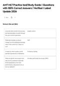 AMT MLT Practice test&sol;Study Guide &vert; Questions&NewLine;with 100&percnt; Correct Answers &vert; Verified &vert; Latest&NewLine;Update 2026