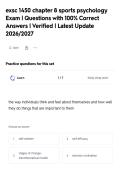 exsc 1450 chapter 8 sports psychology&NewLine;Exam &vert; Questions with 100&percnt; Correct&NewLine;Answers &vert; Verified &vert; Latest Update&NewLine;2026&sol;2027