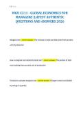 WGU C211 - GLOBAL ECONOMICS FOR&NewLine;MANAGERS &vert;LATEST AUTHENTIC&NewLine;QUESTIONS AND ANSWERS 2026