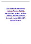WGU C201-PA-Pre-Assessment on Business Acumen &lpar;PUWC&rpar; &vert; Questions and Answers &lpar;Verified Answers&rpar; &vert; Western Governors University &vert; Latest &lpar;2026&sol;2027&rpar; Updated Version